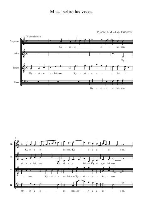 Missa sobre las voces Partitions gratuites